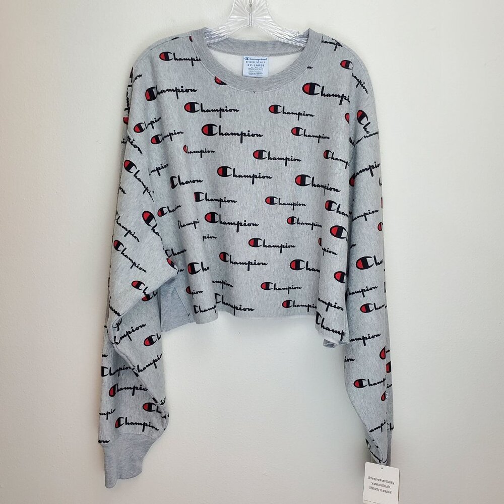 Champion Reverse Weave cropped all over logo print sweatshirt